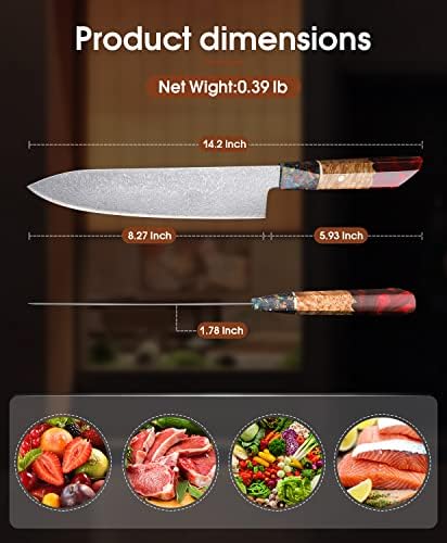 Huusk Damascus Chef Knife 8", Sharp Kitchen Knives with Sheath and Huusk Poultry Shears Heavy Duty - 3