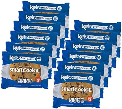 Smart Baking Company SmartCookie™ Soft & Chewy Chocolate Chip Cookie, Sugar Free, Gluten-Free Keto Snack with Protein, Fiber, Low Calorie Dessert Food, 12 Pack