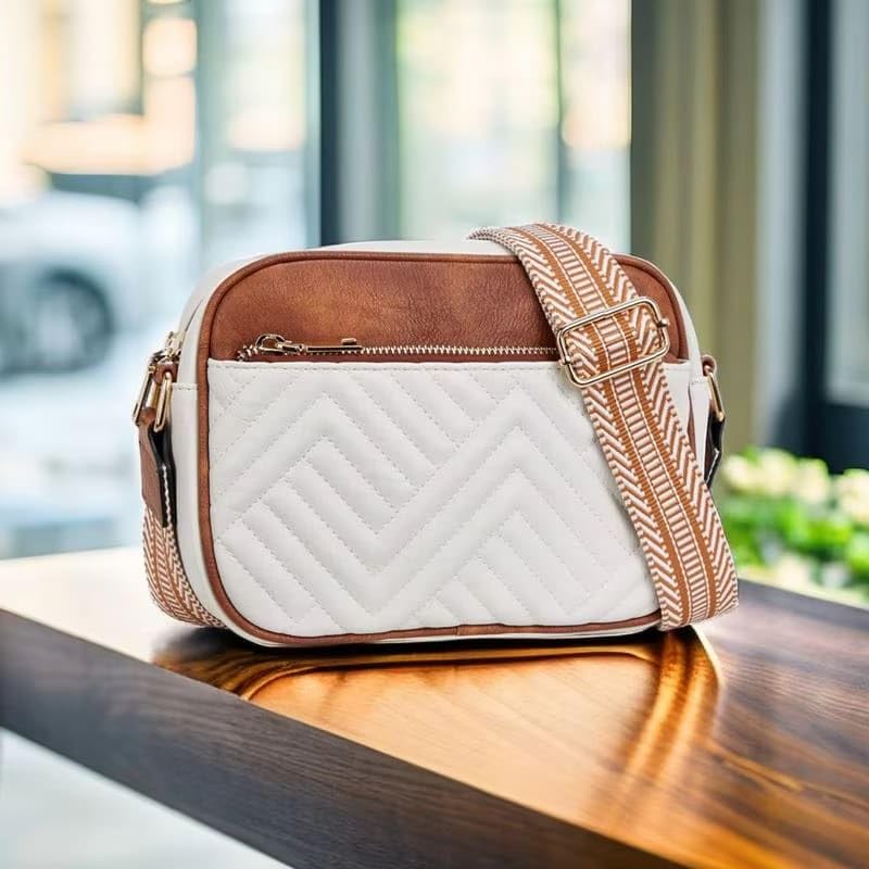 Image of ITALISH Women Leather Crossbody Sling Bag in Geometric Pattern