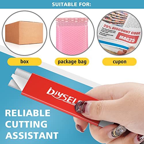 Image of DIYSELF 12 Pack Box Cutters, Utility Knife Aluminum Alloy, Razor Knife Utility, Box Knife with Single Edge Razor Blade, Box Cutter Knives Retractable, Boxes Opener for Letters, Packages (Red)