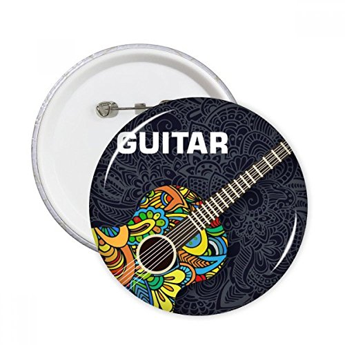Badge guitare vêtement broche ronde musique décoration multicolore XXL