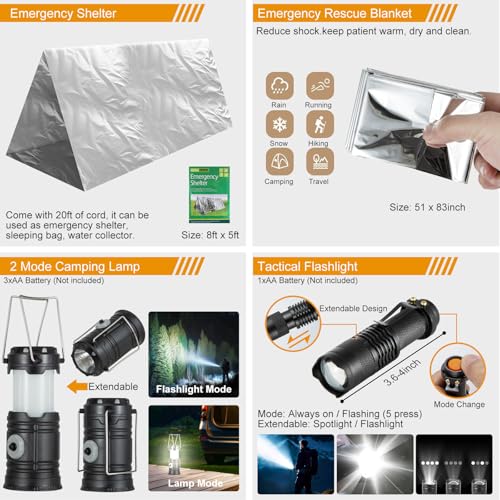 360Pcs Survival Kit, Emergency Survival Gear Supplies Bug Out Bag Set - Image 5