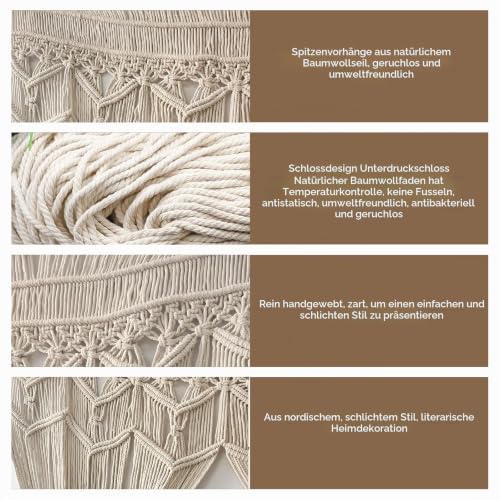 PORFOYO Makramee Vorhang 180x100cm Boho-Stil – Bild 3