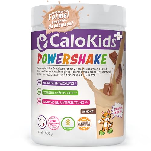 Hochkalorische Trinknahrung für Kinder mit verbesserter Rezeptur & besserem Geschmack Shake mit Vitaminen & Mineralstoffen Nahrung für Kinder | CaloKids + (Schokolade 500g)