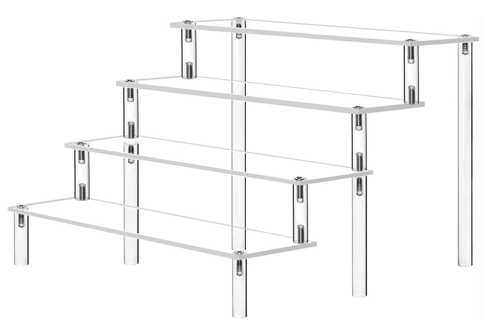 Acrylic Display Risers, Clear Display Risers Stand 4 Tiered Acrylic Cupcake Stand Shelves Food Desserts Holder for Amiibo POP Figures Toys Perfume Collection Cosmetic Product Tabletop Use