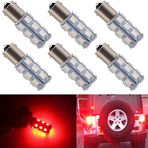BlyilyB 6-Pack Brilliant Red 1156 1141 1003 BA15S LED Bulbs Replacement for RV Tail Brake Lights