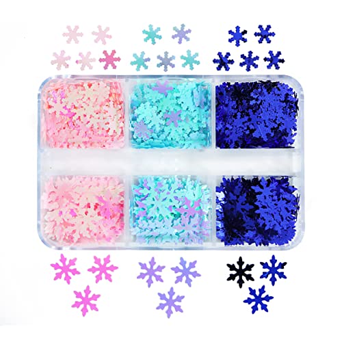 6 Grids Snowflake Nail Art Glitter 3D Holographic Snowflakes Nail Glitter Flakes Confetti Winter Christmas Nail Sequins Nail Decorations Design Snowflakes Nail Art Stickers For Women Girls Diy #TOP4