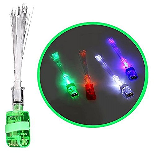 Dazzling Toys LED Optical Fiber Finger Lights, 12 Pieces Per Pack. Red, Green, White and Blue.