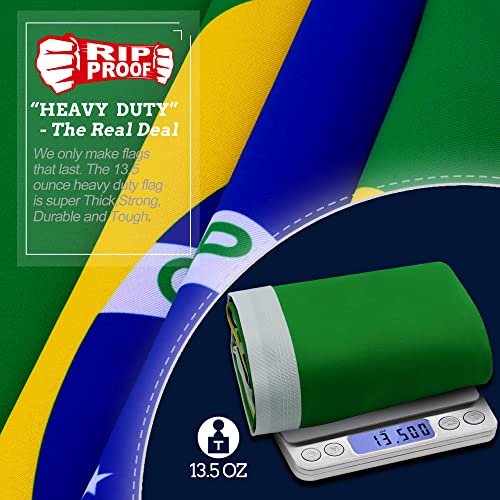 Tecnologia Anley Rip-Proof Frente e verso 3 camadas Bandeira do Brasil 3 x 5 pés – Cores vivas, cabe