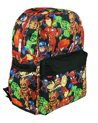 Kawaii Avengers 16" Large All Over Print Backpack - (Black)2