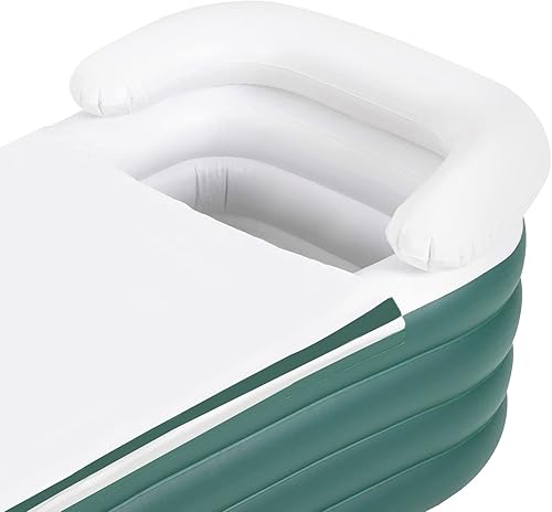 Miniatura 6 de Xuthusman Bañera inflable plegable portátil unisex para ducha, baño caliente y baño de hielo, 50.84 x 32.28 x 22.44 pulgadas (verde oscuro)