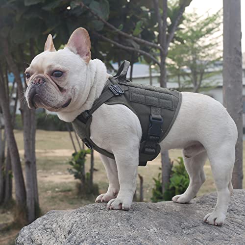 Icefang Tactical Dog Harness, Small Size,2X Metal Buckle,Working Dog Molle Vest With Handle,No Pulling Front Leash Clip,Hook And Loop Panel #TOP1