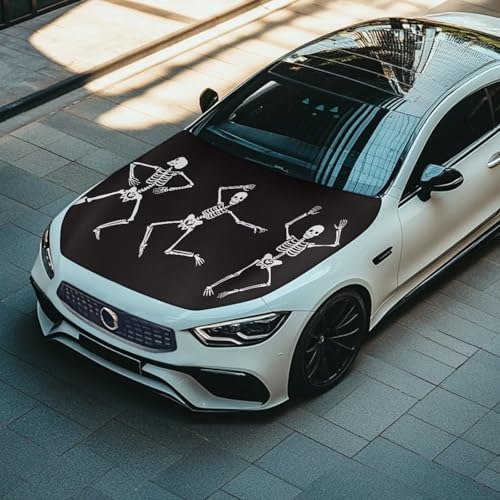 Image of Skeleton Car Hood Cover Sunshade Windshield Hood All Season Protection Outdoor Foldable Protective Cover, Universal for Cars