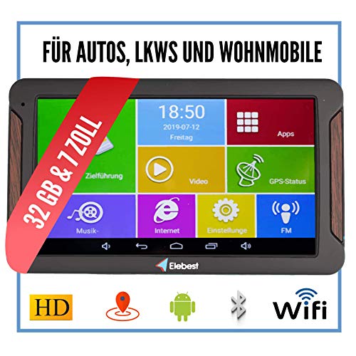 Elebest Pro A600 Navigationsgerät 17,8cm 7 Zoll Display, Android 6.0, WiFi, Radarwarner,Tablet PC, Wohnmobil, LKW, PKW, 32GB Speicher, Bluetooth, Kostenlose Lebenslange Updates