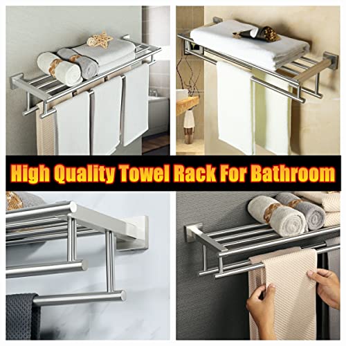Alise Towel Rack,Towel Holder Towel Shelf With Double Towel Bars For Bathroom Lavatory,Sus 304 Stainless Steel Wall Mount Towel Hanger Storage,28 Inch Brushed Nickel,Gz8070-Ls #TOP4