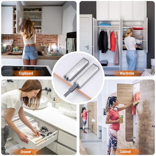 HATANSE 10 Stück Drucktüröffner Aluminium Push to Open Türöffner Softclose Türdämpfer Magnetischer Türschnäpper Schrank für Viele Schränke