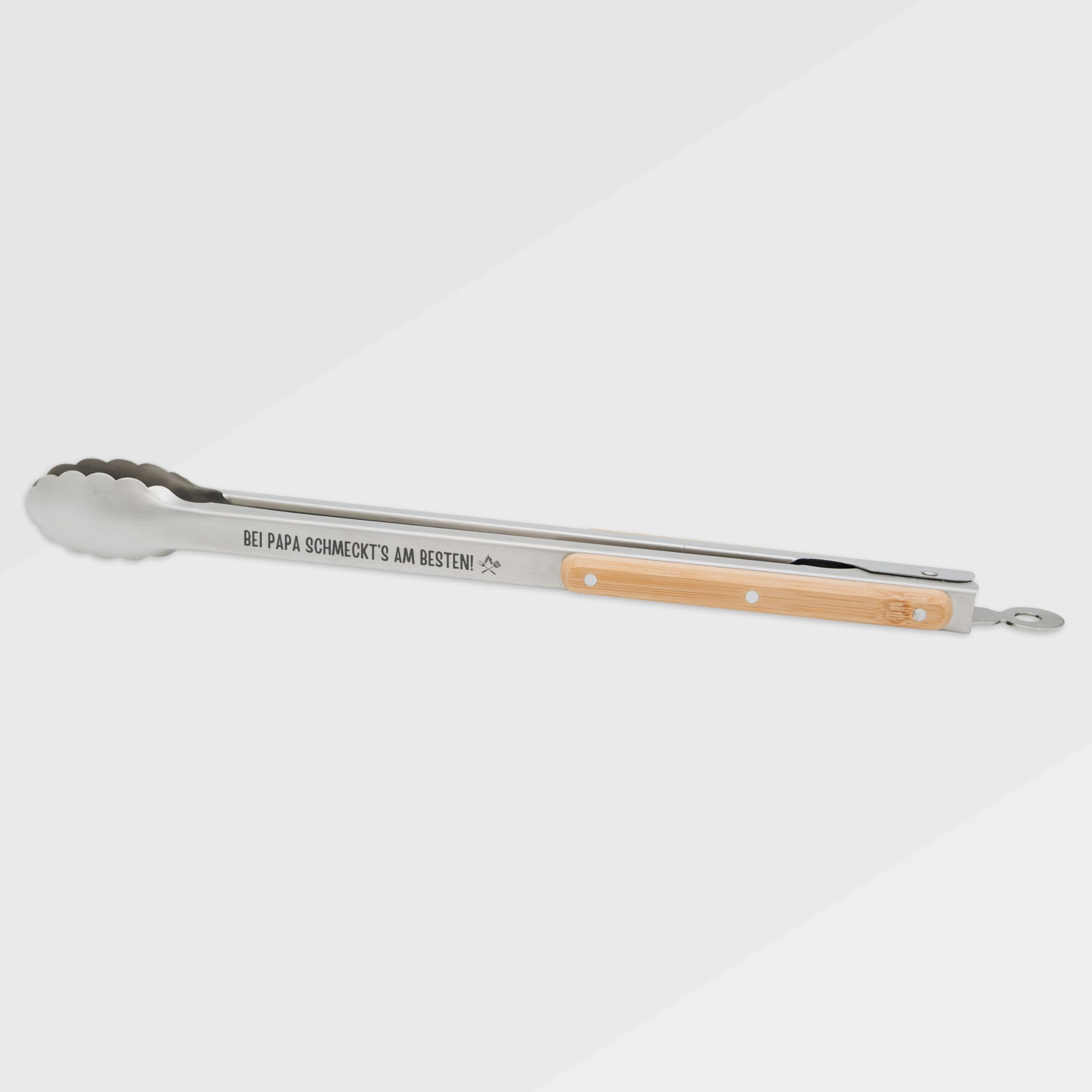 Grillzange personalisiert, Vatertagsgeschenk, Papa & Opa Geschenk, BBQ Zange, Vatertag, Männergeschenke mit deinem individuellen Wunschnamen (Papa groß)