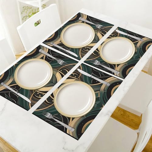 Set de table résistant à la chaleur et lavable en PVC vert beige pour préserver vos tables