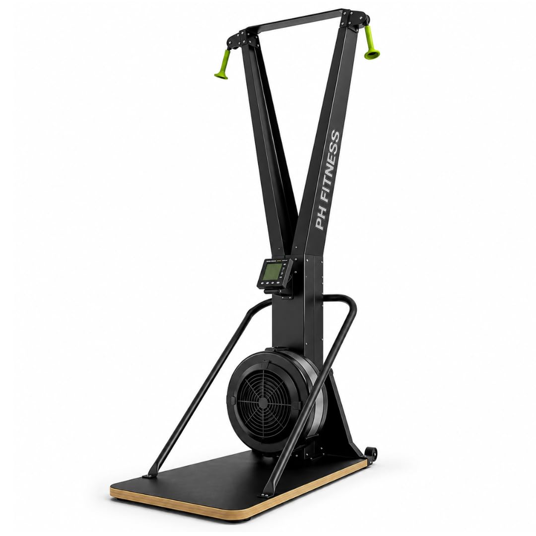PH Fitness Ski Machine: Advanced Air Resistance Full Body Trainer | Crossfit Compact & HIIT SkiErg pour la Maison | Intensité réglable, Plaque de Base Durable & Design Ergonomique | Max 130kg