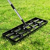 Lawn Leveling Rake, 30'x10' Stainless Steel Lawn Leveler with 76' Adjustable Handle, Heavy-Duty Yard Leveling Rake for Garden, Golf Course, Farm, Pasture, Professional Lawn Care Tool