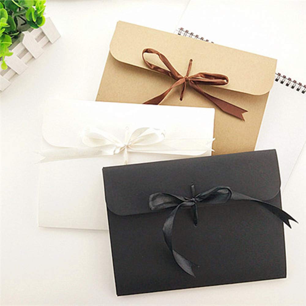 Vintage Compleanno Carta Buste Quadrate con Nastro 10 Pezzi per Biglietti di Auguri