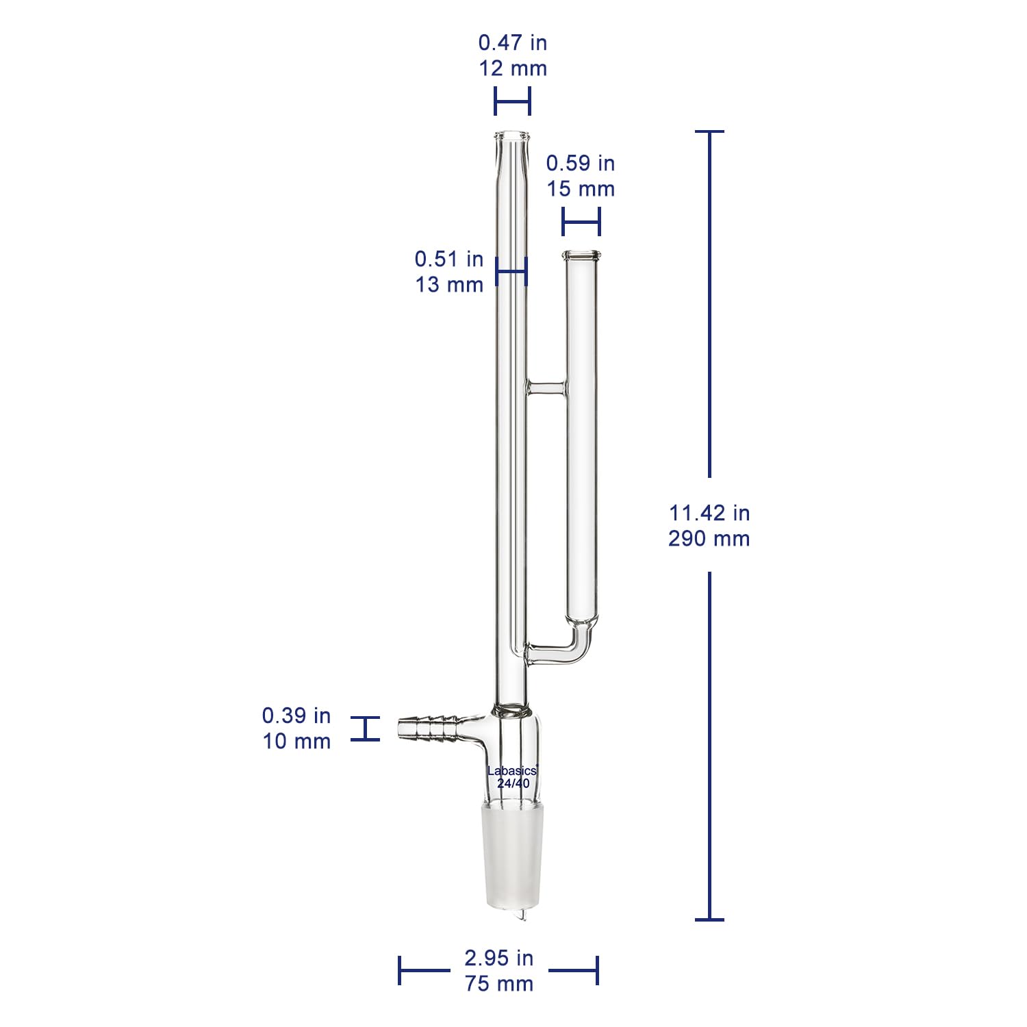 Labasics Podkładka do rur szklanych NMR, szkło borokrzemowe NMR 5 mm NMR Tube Cleaner ze złączem 24/40 i złączką do węża chemicznego Materiały laboratoryjne