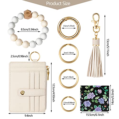 Hicdaw Wristlet Bracelet Keychain Wallet for Women 9 Slots Credit Card Holder Tassel Purse Silicone Key Ring with Gift Box - Image 3