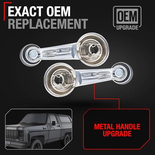 Window Crank Handle Set, Front/Rear Driver & Passenger - Compatible with 1965-1996 Buick, Oldsmobile, Chevrolet, GMC, Cadillac, Pontiac Models - Chrome With Black Knob - OEM 1732326, 20348200, 76912 - Thumbnail 3