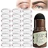 FUGJAOJO Eyebrow Stamp Waterproof, Brow Shaping Kit Definer,With 24 Reusable Stencils (Dark-Brown) ,25 Piece Set