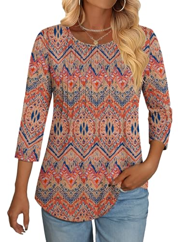 NORACORA 3/4 Length Sleeve Womens Tops Crew Neck Loose...