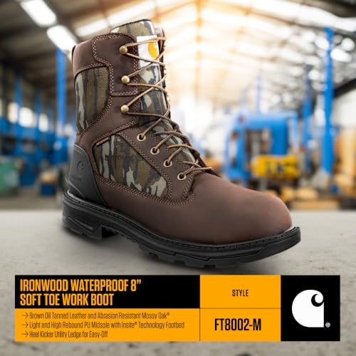 Image of Carhartt Men's Ironwood WP 8 inch Soft Toe Work Boot | 8-Inch, Reinforced Oil-Tanned Leather, Breathable Membrane, EH & Slip-Resistant Outsoles, Shock-Absorbing Midsole