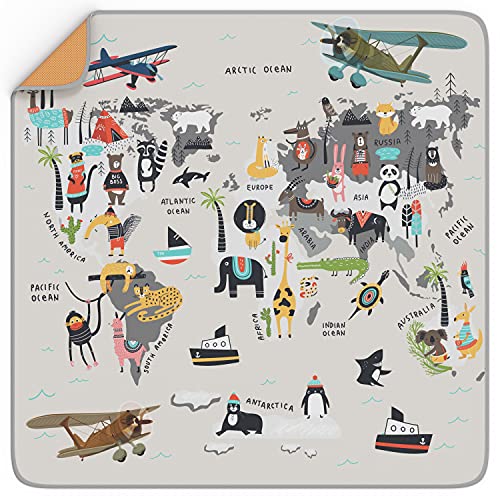 Image of BABYBOET Splat Mat for Baby – Under High Chair Floor Mat Protects Wood, Vinyl and Carpet from Spills – Waterproof 4 Layer Baby Mat with Anti-Skid Backing Deters Bunching and Sliding (51” x 51”)