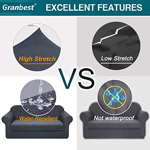 Granbest Premium Water Repellent Sofa Cover 2-Piece High Stretch Couch Slipcover Super Soft Fabric Couch Cover (Gray, Large-2 Pieces) #TOP3
