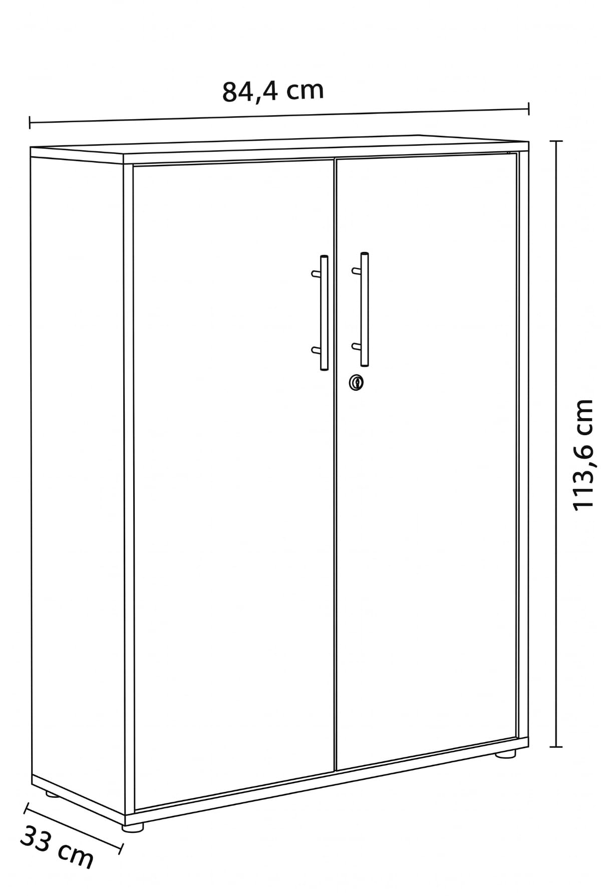 moebel-dich-auf Aktenschrank TABOR in lichtgrau weiß Hochglanz 2 Türen (B/H/T): 84,4 x 113,6 x 33 cm