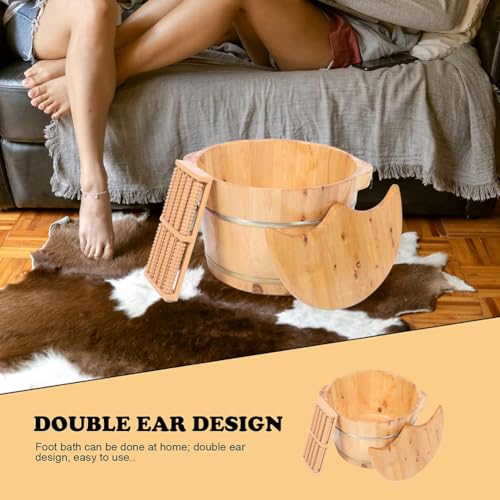 Bañera de pies de madera con tapa aislante sólida miniatura 2