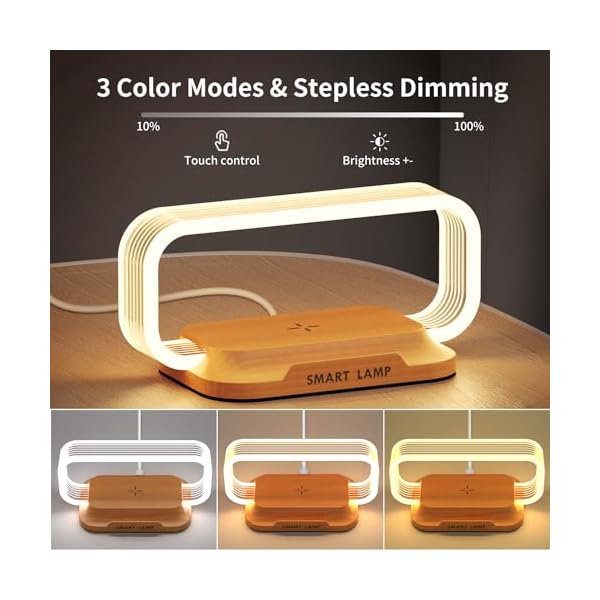 Donewin Small Nightstand Lamp with Wireless Charger,Cute Bedside Lamp for Bedroom,Small Table Lamp,Mini Night Light for Boys Girls,Tiny Lamp as Gift,Stepless Dimmable,3 Color Modes - Image 6