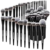 Bueart Design Juego de 32 brochas de maquillaje de grado profesional con soporte extra grande, pelo sintético vegano sin crueldad animal