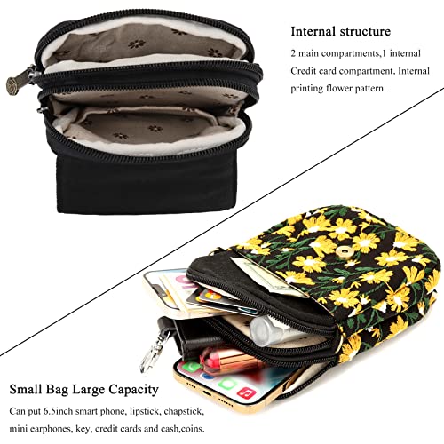 Image of SILKAREA Embroidered Cute Mini Crossbody Bag for Women Small Handbags Wristlet Wallet Bag Cell-phone Pouch Coin Purse