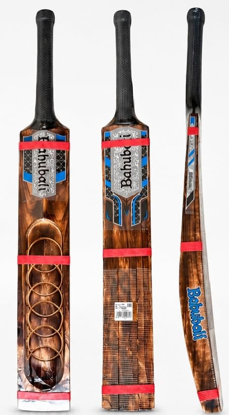 Bahubali Fire Kashmir Willow Cricket Bat 35 Inch for Tennis Ball | Full Size Double Blade Bat | Lightweight Practice Bat