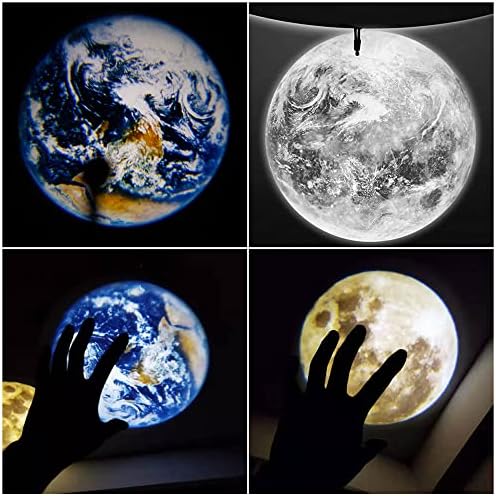Moon Projector, 2 in 1 Moon Earth Projection Lamp, USB Rechargeable, 360° Rotating LED Atmosphere LED Night Light Y2K Room Decor for Selfie Background Party