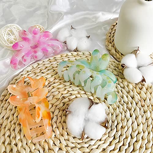 Gqlv Big Hair Claw Clips-3Pcs Cute Hair Clips For Women/Girls,Medium Hair Claw Clips For Thin Hair,Strong Hold Hair Claws Clips For Hair,Nonslip Hair Claw Clips For Thick Hair,Hair Styling Accessories For Women/Girls,Birthday Gifts For Women (B-3Pcs Multicolored) #TOP5