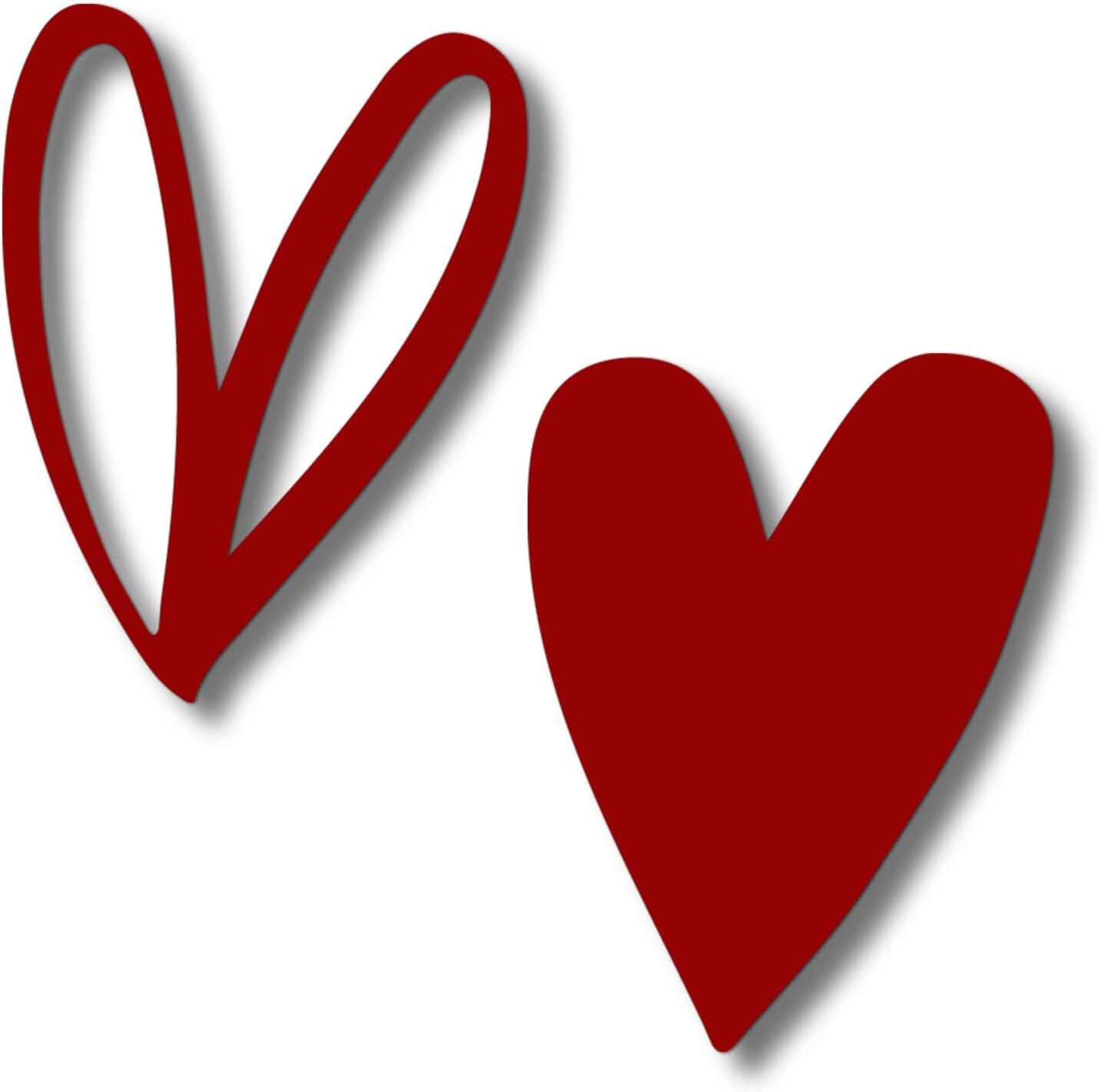 Vineland Metal Heart Wall Art Decor, Red Minimalist Wall Sculptures for Living Room Bedroom Bathroom Kitchen Decorations, Housewarming Valentine's Day Gifts, 5.9x7.8 Inches, Set of 2