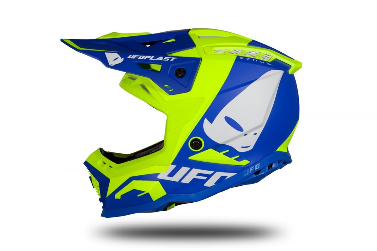 UFO PLAST ECHUS Helm BLAU/GELB NEON MATT M