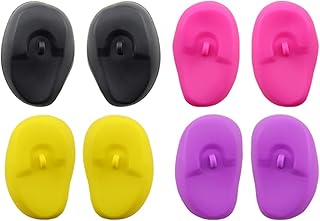 FOMIYES 4 Pairs Silicone Ear Covers, Hair Dye Shield Ear Protectors, Reusable Ear Caps for Hair Salon Coloring Treatments and Home Shower Random Color