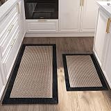 Twill Kitchen Mat Kitchen Rugs Set of 2 Kitchen Rugs and Mats Non Skid Washable Farmhouse Kitchen Fl