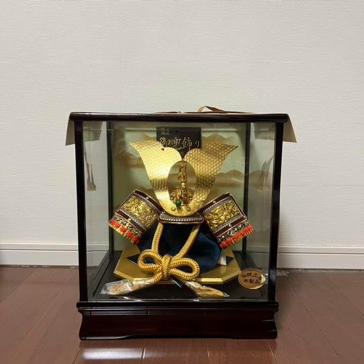 清月作 特選 御兜飾り ガラスケース入り 五月人形 ガラスケース