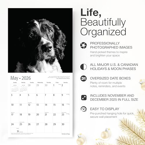 Image of RED EMBER Portraits of Dogs 2026 Wall Calendar 12 Month | 12 inch x 24 inch Open | Thick & Sturdy Paper | Giftable | Art Cute Puppy Dog Calendar 2026
