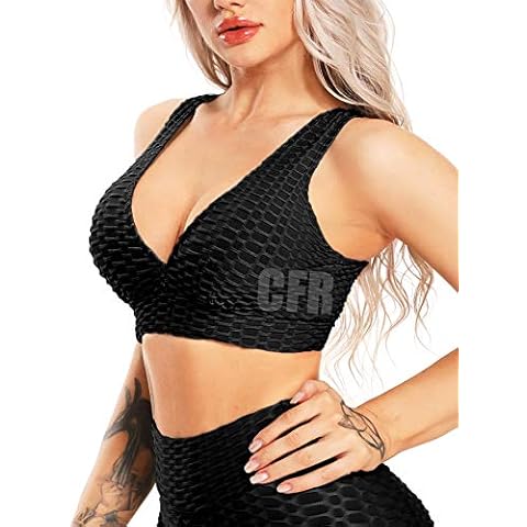 Women Sexy Waffle Texture Sports Bra Wirefree Cross Back Yoga Bra for Gym Exercise Fitness Cover