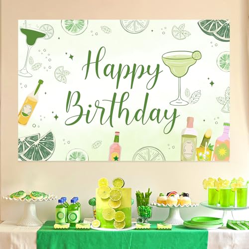 Image of Margarita Party Decorations Women, 5x3ft Margarita Happy Birthday Backdrop Banner Cocktail Weenies and Tinies Party Photo Background Props for Margarita Bar Birthday