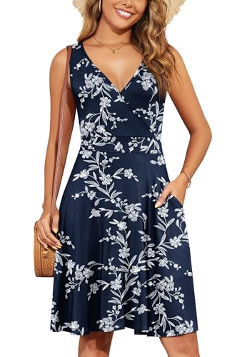 Image of WEACZZY Sundresses for Women,White Navy,S